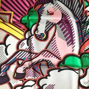 Hermès Silk Pegase Pop Scarf 70 Rose Beige